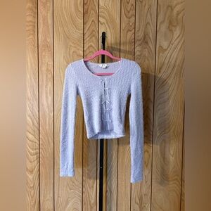 Fuzzy Bow Detail Knit Top